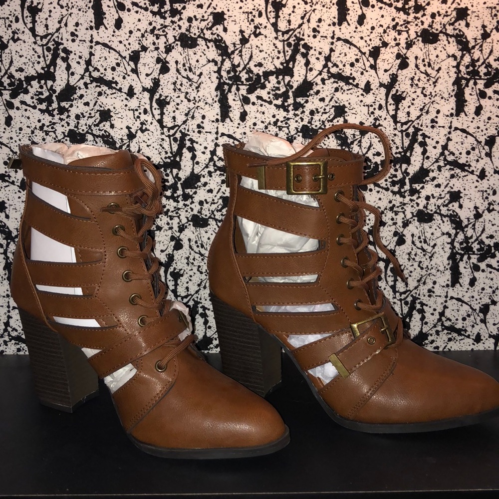 Brown booted heels never worn brand new